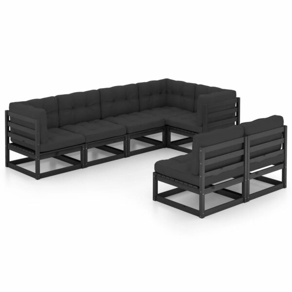 vidaXL 7-tlg. Garten-Lounge-Set mit Kissen Massivholz Kiefer