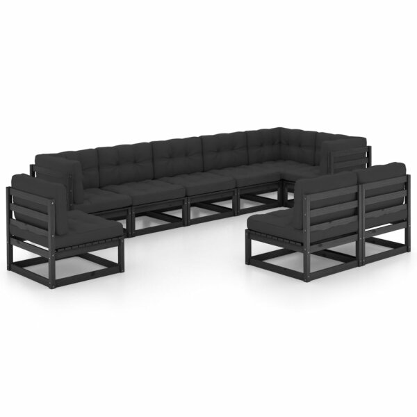 vidaXL 9-tlg. Garten-Lounge-Set mit Kissen Massivholz Kiefer