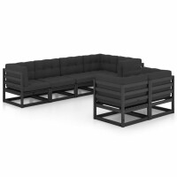 vidaXL 7-tlg. Garten-Lounge-Set mit Kissen Massivholz Kiefer