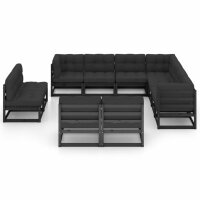 vidaXL 11-tlg. Garten-Lounge-Set mit Kissen Schwarz...