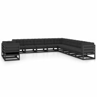 vidaXL 11-tlg. Garten-Lounge-Set mit Kissen Schwarz...