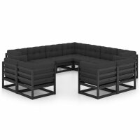 vidaXL 11-tlg. Garten-Lounge-Set mit Kissen Schwarz...