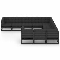 vidaXL 10-tlg. Garten-Lounge-Set mit Kissen Schwarz...