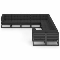 vidaXL 10-tlg. Garten-Lounge-Set mit Kissen Schwarz...