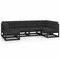 vidaXL 6-tlg. Garten-Lounge-Set mit Kissen Schwarz...