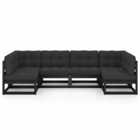 vidaXL 6-tlg. Garten-Lounge-Set mit Kissen Schwarz...