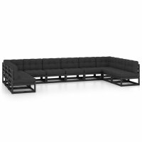 vidaXL 10-tlg. Garten-Lounge-Set mit Kissen Schwarz...