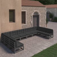 vidaXL 10-tlg. Garten-Lounge-Set mit Kissen Schwarz...