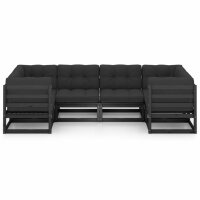 vidaXL 6-tlg. Garten-Lounge-Set mit Kissen Schwarz Kiefer...