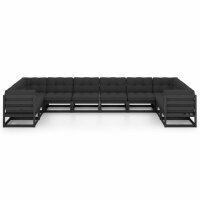 vidaXL 10-tlg. Garten-Lounge-Set mit Kissen Schwarz...