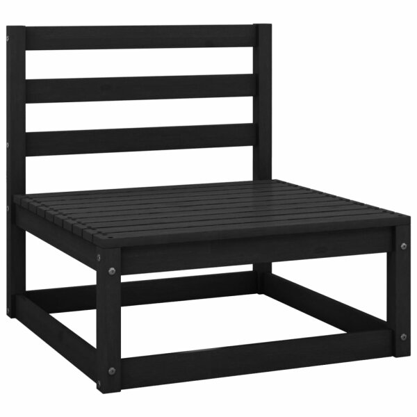 vidaXL Garten-Mittelsofa Schwarz Kiefer Massivholz