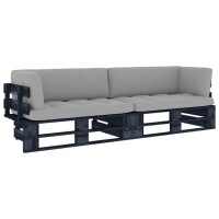 vidaXL 2-Sitzer-Palettensofa Schwarz Impr&auml;gniertes Kiefernholz