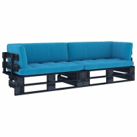 vidaXL 2-Sitzer-Palettensofa Schwarz Impr&auml;gniertes Kiefernholz