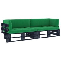 vidaXL 2-Sitzer-Palettensofa Schwarz Imprägniertes...