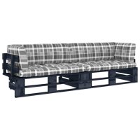 vidaXL 2-Sitzer-Palettensofa Schwarz Imprägniertes...