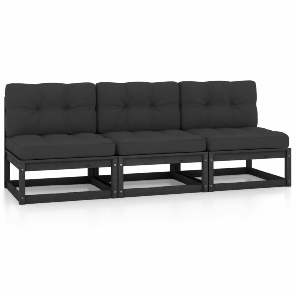 vidaXL 3-Sitzer-Sofa mit Kissen Kiefer Massivholz