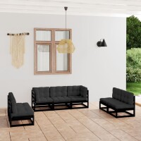 vidaXL 7-tlg. Garten-Lounge-Set mit Kissen Massivholz Kiefer