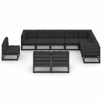 vidaXL 10-tlg. Garten-Lounge-Set mit Kissen Schwarz...