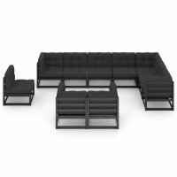 vidaXL 10-tlg. Garten-Lounge-Set mit Kissen Schwarz...