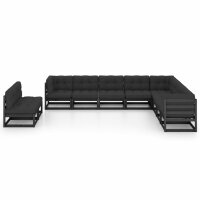 vidaXL 10-tlg. Garten-Lounge-Set mit Kissen Schwarz...