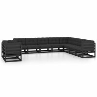 vidaXL 10-tlg. Garten-Lounge-Set mit Kissen Schwarz...