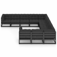 vidaXL 11-tlg. Garten-Lounge-Set mit Kissen Schwarz...