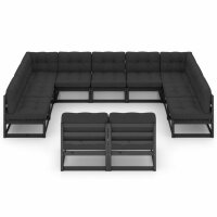 vidaXL 11-tlg. Garten-Lounge-Set mit Kissen Schwarz...