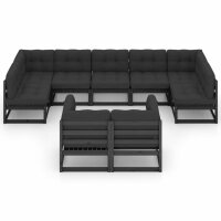 vidaXL 9-tlg. Garten-Lounge-Set mit Kissen Schwarz Massivholz Kiefer