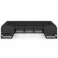 vidaXL 9-tlg. Garten-Lounge-Set mit Kissen Schwarz Massivholz Kiefer