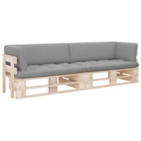 vidaXL 2-Sitzer-Palettensofa mit Kissen Impr&auml;gniertes Kiefernholz