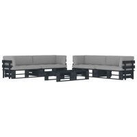 vidaXL 6-tlg. Paletten-Lounge-Set Schwarz...