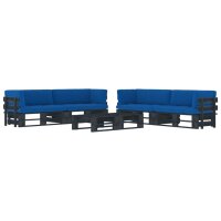 vidaXL 6-tlg. Paletten-Lounge-Set Schwarz...