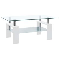 vidaXL Couchtisch Wei&szlig; Transparent 95x55x40 cm Hartglas