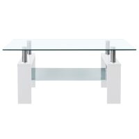 vidaXL Couchtisch Weiß Transparent 95x55x40 cm...