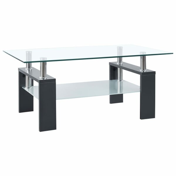 vidaXL Couchtisch Grau Transparent 95x55x40 cm Hartglas