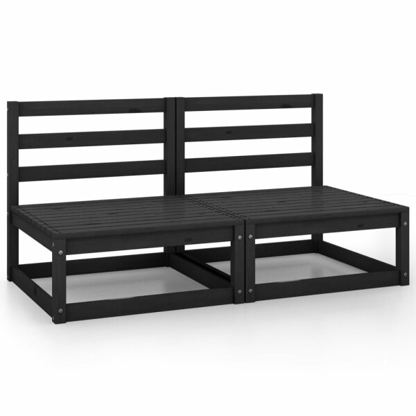 WOWONA 2-Sitzer-Gartensofa Schwarz Kiefer Massivholz