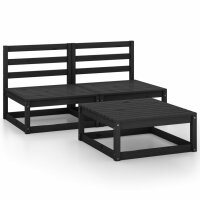 vidaXL 3-tlg. Garten-Lounge-Set Schwarz Massivholz Kiefer