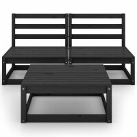 vidaXL 3-tlg. Garten-Lounge-Set Schwarz Massivholz Kiefer