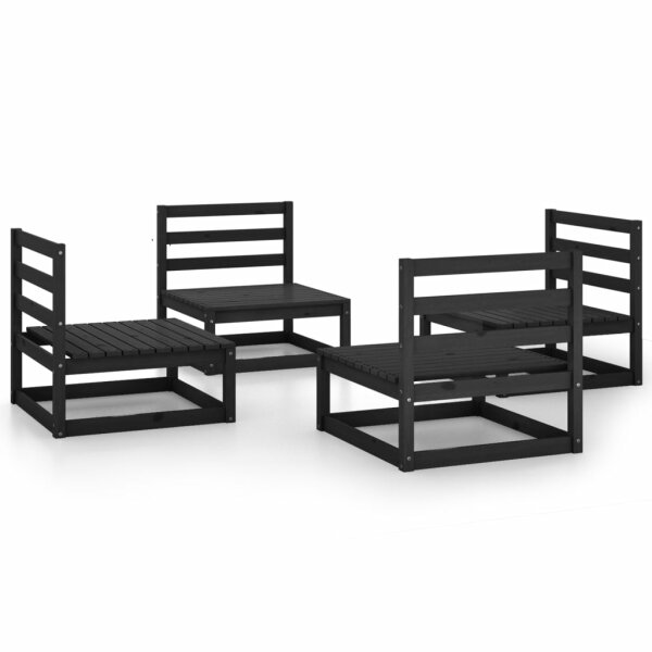 vidaXL 4-tlg. Garten-Lounge-Set Schwarz Massivholz Kiefer