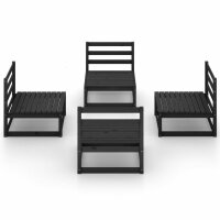 vidaXL 4-tlg. Garten-Lounge-Set Schwarz Massivholz Kiefer