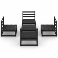 WOWONA 5-tlg. Garten-Lounge-Set Schwarz Massivholz Kiefer