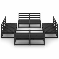 WOWONA 8-tlg. Garten-Lounge-Set Schwarz Massivholz Kiefer