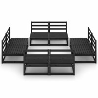 WOWONA 8-tlg. Garten-Lounge-Set Schwarz Massivholz Kiefer