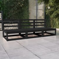 WOWONA 3-Sitzer-Gartensofa Schwarz Kiefer Massivholz