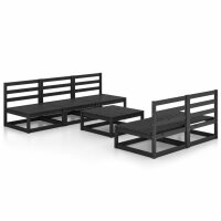 WOWONA 6-tlg. Garten-Lounge-Set Schwarz Massivholz Kiefer