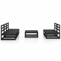 WOWONA 6-tlg. Garten-Lounge-Set Schwarz Massivholz Kiefer