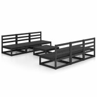 vidaXL 7-tlg. Garten-Lounge-Set Schwarz Massivholz Kiefer