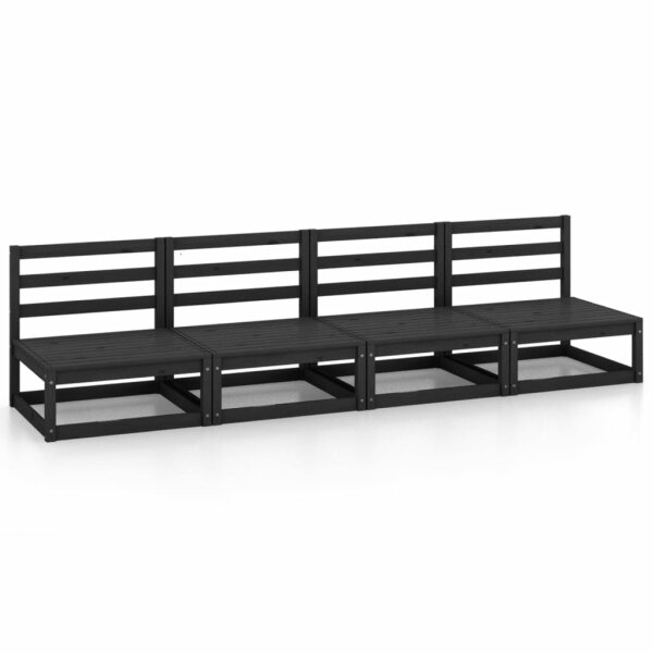 vidaXL 4-Sitzer-Gartensofa Schwarz Kiefer Massivholz