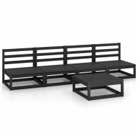 WOWONA 5-tlg. Garten-Lounge-Set Schwarz Massivholz Kiefer