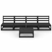 WOWONA 5-tlg. Garten-Lounge-Set Schwarz Massivholz Kiefer